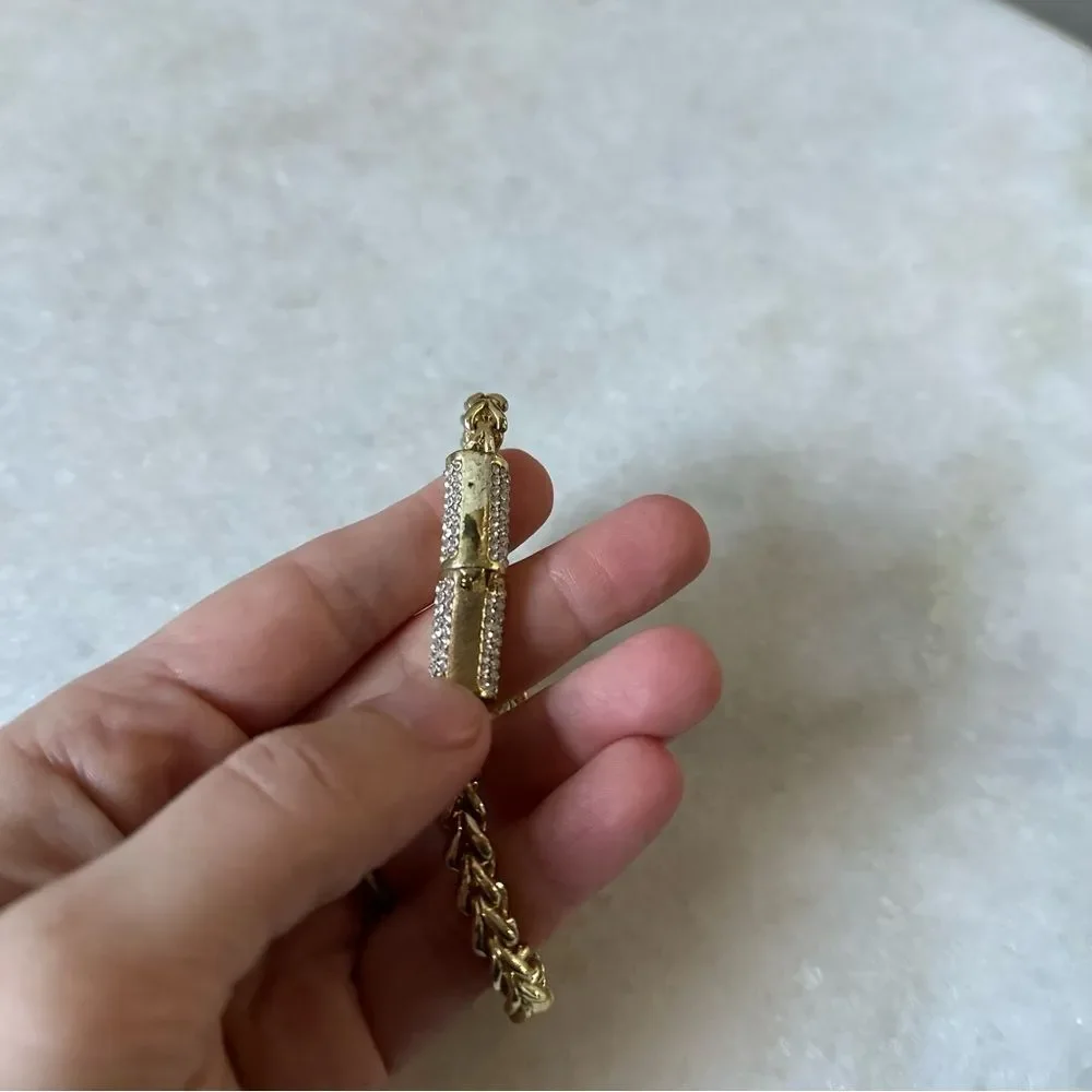 Chunky Link Gold Chain Bracelet with Magnetic Rhinestone Clasp Minimalist